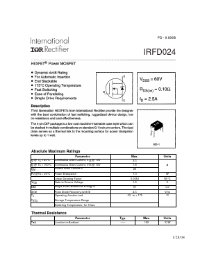 IRFD024 Datasheet PDF International Rectifier