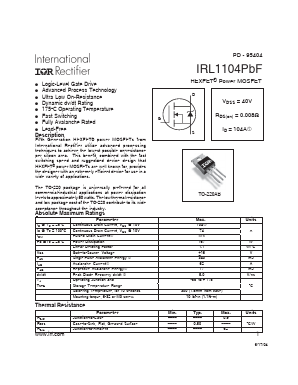 IRL1104PBF Datasheet PDF International Rectifier