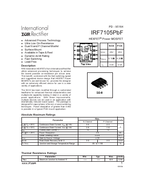 IRF7105PBF Datasheet PDF International Rectifier