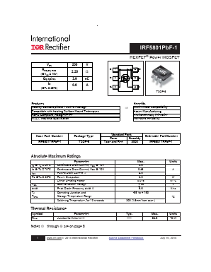 IRF5801TRPBF-1 Datasheet PDF International Rectifier