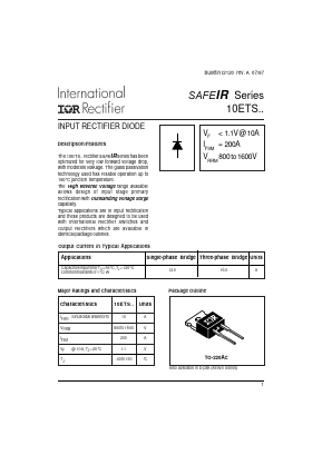 10ETS12 Datasheet PDF International Rectifier