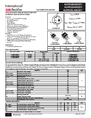 AUIRGS4062D1TRL Datasheet PDF International Rectifier