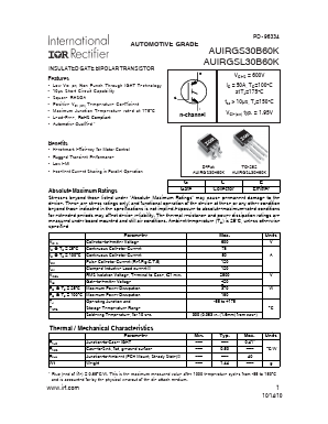 AUIRGS30B60K Datasheet PDF International Rectifier