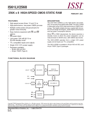 IS61LV2568-10KI_03 Datasheet PDF Integrated Silicon Solution