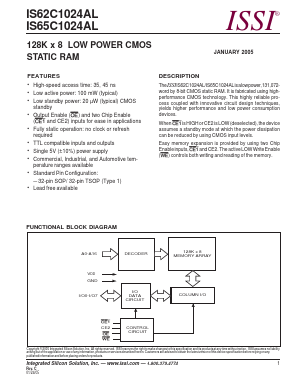 IS62C1024AL-35QLI Datasheet PDF Integrated Silicon Solution