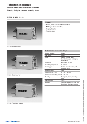 M310.010A01D Datasheet PDF Baumer IVO GmbH 