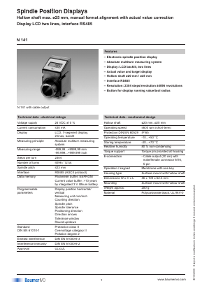N141 Datasheet PDF Baumer IVO GmbH & Co. KG