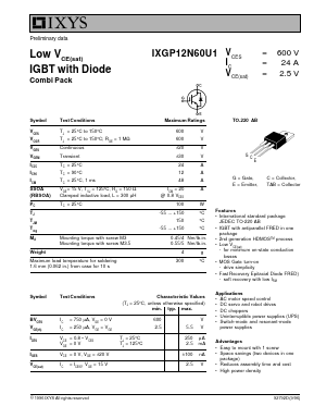 IXGP12N60U1 Datasheet PDF IXYS CORPORATION