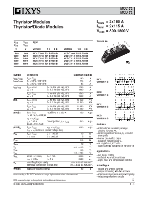 MCC72-08IO1B Datasheet PDF IXYS CORPORATION
