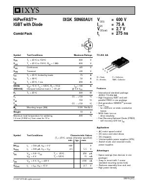 IXGK50N60AU1 Datasheet PDF IXYS CORPORATION