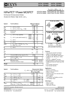 IXFK36N60 Datasheet PDF IXYS CORPORATION