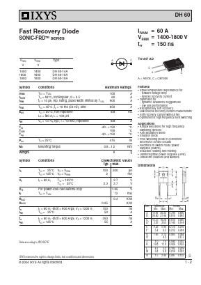 DH60-16A Datasheet PDF IXYS CORPORATION