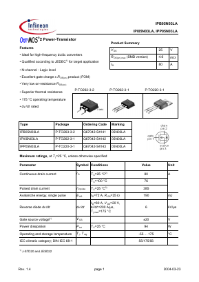 05N03LA Datasheet PDF Infineon Technologies