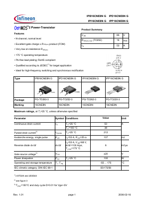 IPD16CNE8N Datasheet PDF Infineon Technologies