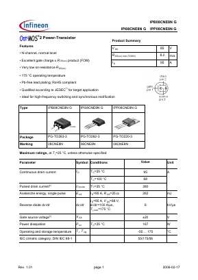 IPP08CNE8N Datasheet PDF Infineon Technologies