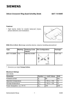 BAT114-099R Datasheet PDF Infineon Technologies