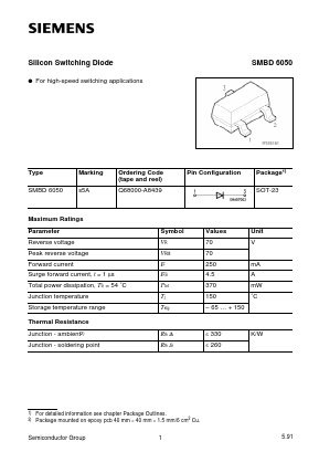 SMBD6050 Datasheet PDF Infineon Technologies