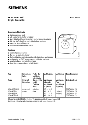 LSGA671-K Datasheet PDF Infineon Technologies