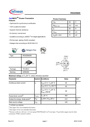 025N06N Datasheet PDF Infineon Technologies