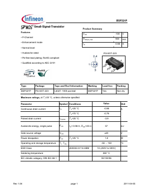 BSP321P Datasheet PDF Infineon Technologies