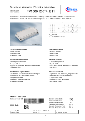 FP100R12KT4_B11 Datasheet PDF Infineon Technologies