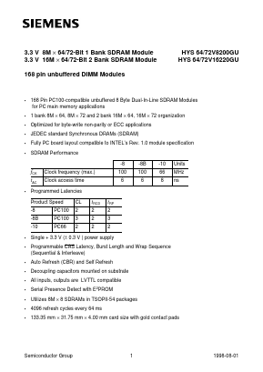 HYS72V8200GU Datasheet PDF Infineon Technologies