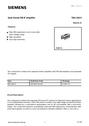 TBA229-5 Datasheet PDF Infineon Technologies