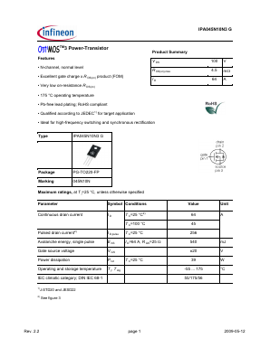IPA045N10N3G Datasheet PDF Infineon Technologies