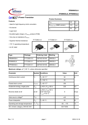 IPB06N03LA Datasheet PDF Infineon Technologies