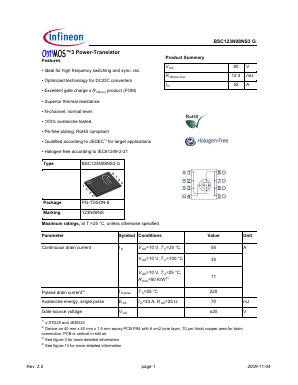 123N08NS Datasheet PDF Infineon Technologies
