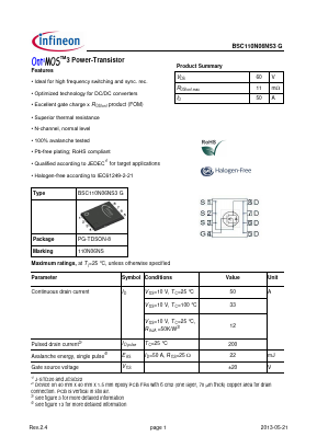 110N06NS Datasheet PDF Infineon Technologies