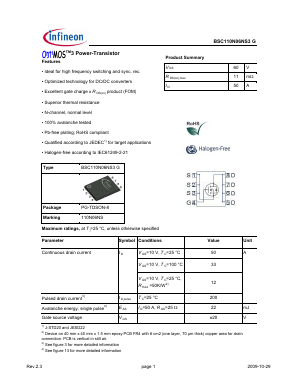 BSC110N06NS3G Datasheet PDF Infineon Technologies