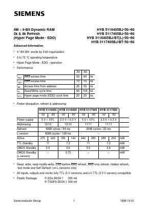 HYB3116405 Datasheet PDF Infineon Technologies