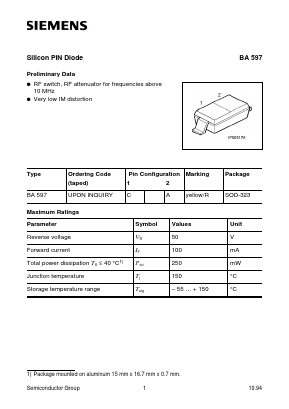 BA597 Datasheet PDF Infineon Technologies