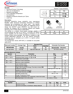 IRF1407LPBF Datasheet PDF Infineon Technologies