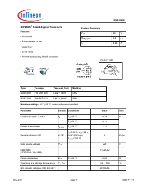 BSS138W Datasheet PDF Infineon Technologies