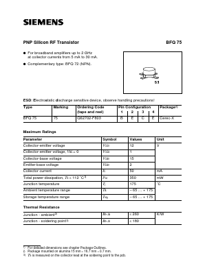 BFQ75 Datasheet PDF Infineon Technologies