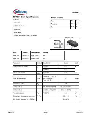BSS138NL6327 Datasheet PDF Infineon Technologies