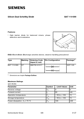 BAT114-099 Datasheet PDF Infineon Technologies