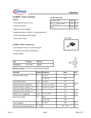 IPI90R500C3 Datasheet PDF Infineon Technologies