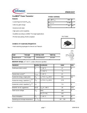 IPB60R165CP Datasheet PDF Infineon Technologies