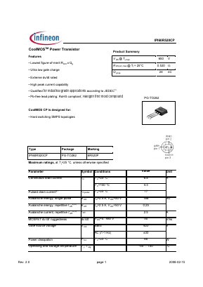 IPI60R520CP Datasheet PDF Infineon Technologies