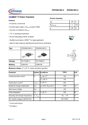 030N10N Datasheet PDF Infineon Technologies