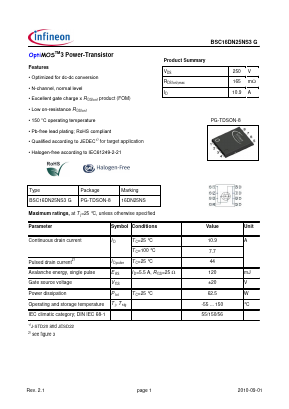 BSC16DN25NS3G Datasheet PDF Infineon Technologies
