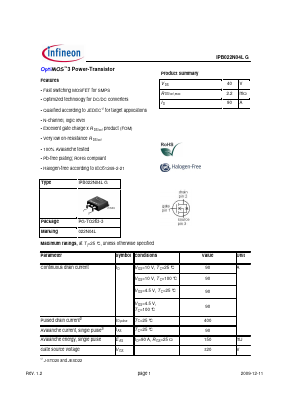 IPB022N04LG Datasheet PDF Infineon Technologies