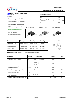 2N06L11 Datasheet PDF Infineon Technologies