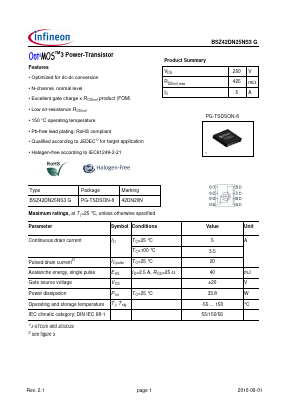 BSZ42DN25NS3G Datasheet PDF Infineon Technologies