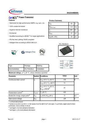 034N06NS Datasheet PDF Infineon Technologies