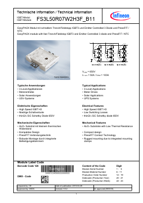 FS3L50R07W2H3F-B11 Datasheet PDF Infineon Technologies