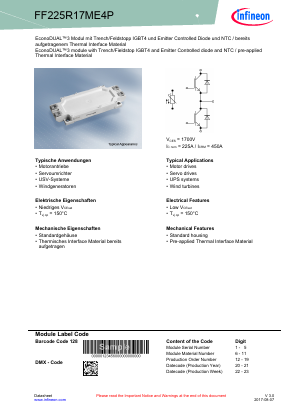 FF225R17ME4P Datasheet PDF Infineon Technologies